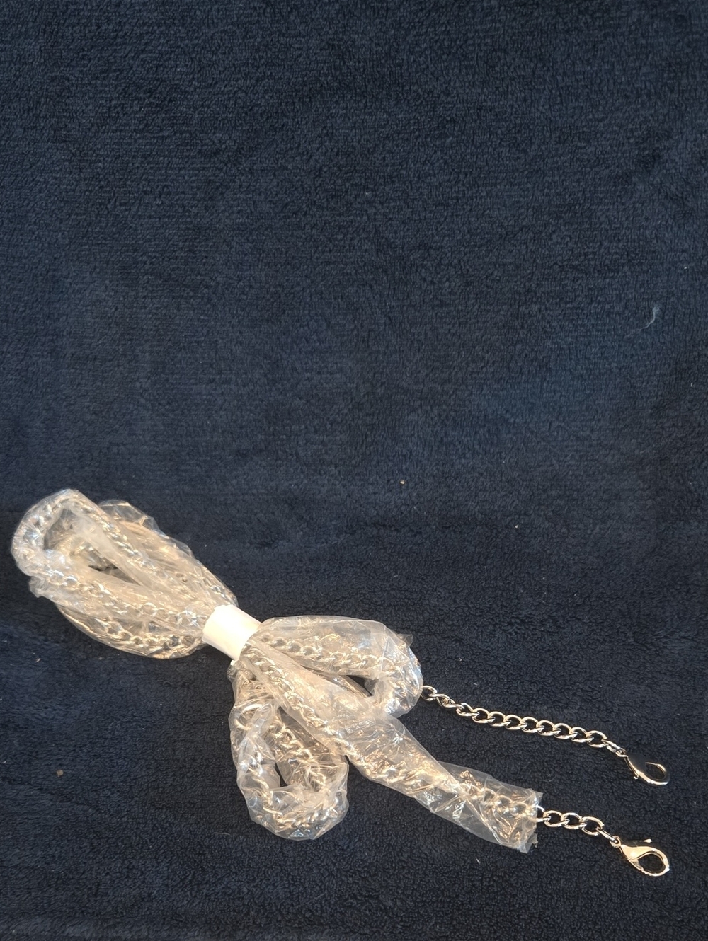 Gray Faux‎ Leather Purse Chain Strap with Silver Hardware